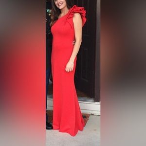 Size 8 Red one shoulder B&A evening gown - Great for the holidays!!